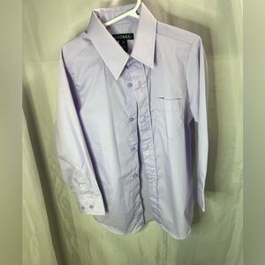 George Boys Button Down Short Sleeve White Dress Purple‎ Small 6-7